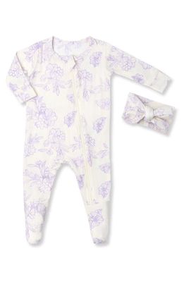 Baby Grey by Everly Grey Print Jersey Footie & Headband in Bali 