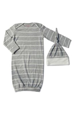 Baby Grey by Everly Grey Stripe Gown & Hat Set in Heather Grey Stripe 