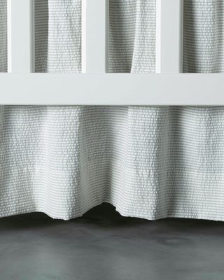 Baby Seersucker Crib Dust Skirt, White/Taupe