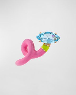 Baby Vine Ring with Marquise-Cut Topaz plus Bubblegum Pink and Lime Green Enamel