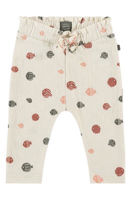 BABYFACE Fish Print Textured Pants in Ivory