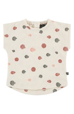 BABYFACE Fish Print Textured Top in Ivory