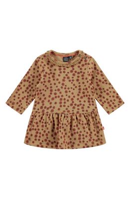 BABYFACE Floral Print Long Sleeve Stretch Cotton Dress in Honey