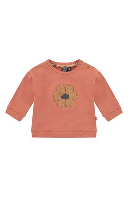 BABYFACE Flower Appliqué Cotton Sweatshirt in Terra Cotta