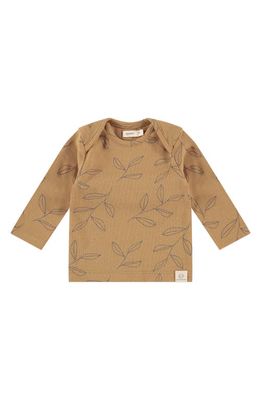 BABYFACE Leaf Print Long Sleeve T-Shirt in Curry