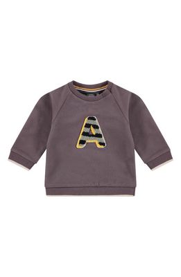 BABYFACE Letter A Appliqué Cotton Sweatshirt in Aubergine
