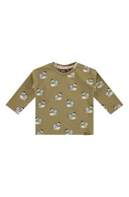 BABYFACE Mr. Snail Print Long Sleeve Stretch Cotton T-Shirt in Jungle