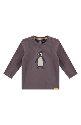 BABYFACE Penguin Long Sleeve Cotton Graphic T-Shirt in Aubergine