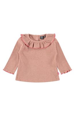 BABYFACE Rib Ruffle Collar Cotton Top in Pink