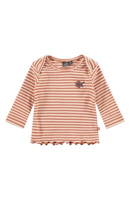 BABYFACE Stripe Long Sleeve Cotton Rib T-Shirt in Terra Cotta