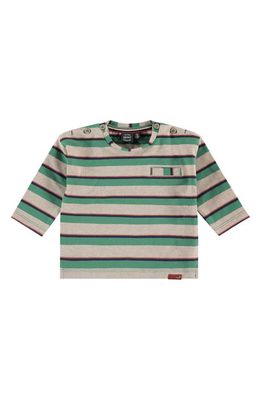 BABYFACE Stripe Long Sleeve Stretch Cotton T-Shirt in Leaf