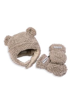 Baby's 2-Piece Teddy Hat & Mittens Gift Set