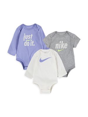 Baby's 3-Pack Nike Bodysuit Set - Purple Multi - Size Newborn - Purple Multi - Size Newborn
