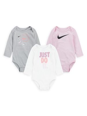 Baby's 3-Piece Logo Long-Sleeve Bodysuit Set - Pink Multi - Size 3 Months - Pink Multi - Size 3 Months