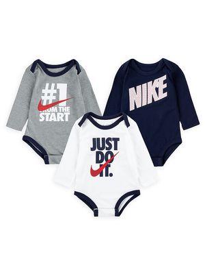 Baby's 3-Piece Logo Long-Sleeve Bodysuit Set - Size 3 Months - Size 3 Months