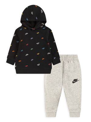 Baby's & Little Boy's 2-Piece Sportswear Club Sweat Set - Black Grey - Size 24 Months - Black Grey - Size 24 Months