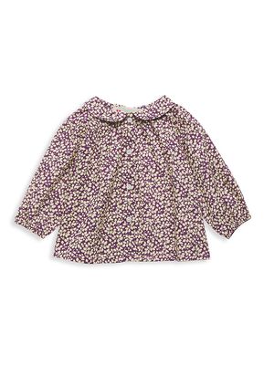 Baby's & Little Girl's Domino Blouse - Floral Prune - Size 6 Months - Floral Prune - Size 6 Months