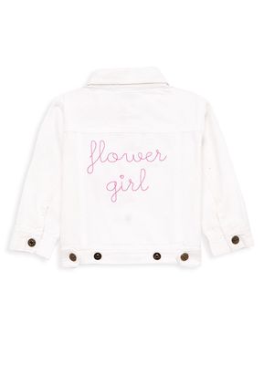 Baby's & Little Girl's Flower Girl Denim Jacket - White - Size 12 Months - White - Size 12 Months