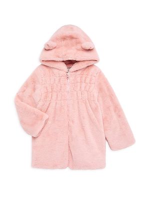 Baby's & Little Girl's Ruched Faux Fur Ear Coat