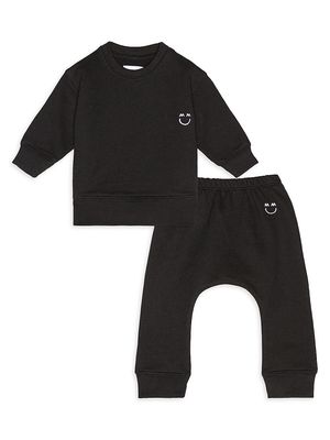 Baby's & Little Kid's 2-Piece Sweatshirt & Joggers Set - Black - Size 4 - Black - Size 4