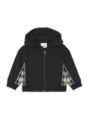 Baby's & Little Kid's Check Trim Zip-Up Hoodie - Black - Size 18 Months