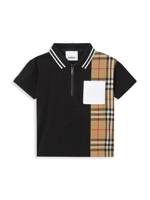 Baby's & Little Kid's Mini Mathew Vintage-Check Panel Polo Shirt - Black - Size 6 Months