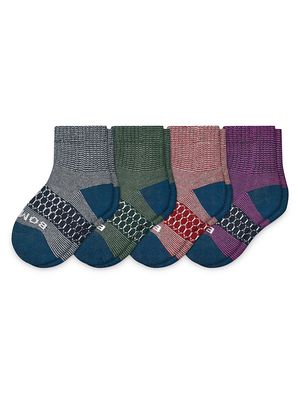 Baby's & Little Kid's Non-Solid Gripper Ankle Socks 4-Pack - Ages 1-5 - Pine Red - Pine Red