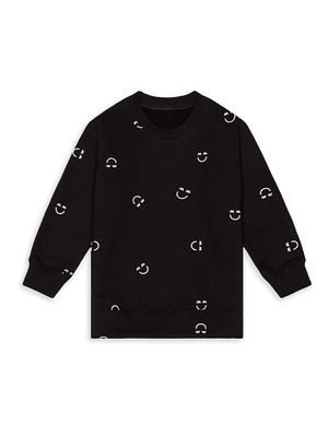 Baby's & Little Kid's Smile All Over Fleece Sweatshirt - Black - Size 3 Months - Black - Size 3 Months