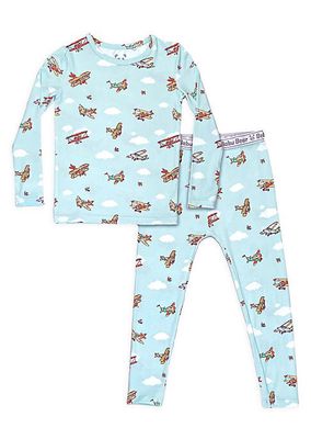 Baby's & Little Kid's Vintage Airplanes Long-Sleeve Shirt & Pants Pajama Set