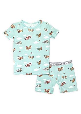 Baby's & Little Kid's Vintage Airplanes T-Shirt & Shorts Set