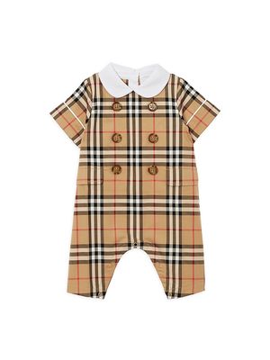 Baby's Check Print Peter Pan Collar Coveralls - Archive Beige Check - Size 12 Months - Archive Beige Check - Size 12 Months