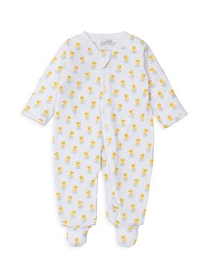 Baby's Duck Print Zip Footie - Yellow - Size Newborn