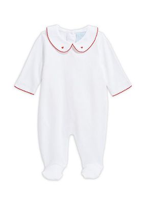 Baby's Embroidered Collared Pima Cotton Footie