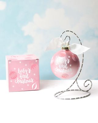 Baby's First Christmas Personalized Glass Ornament with Stand