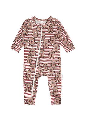 Baby's Gingerbread Striped Print Coveralls