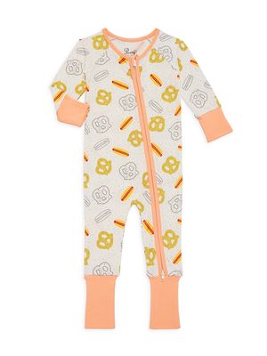 Baby's Hot Dog & Pretzel Double-Zip Coveralls - Orange Multi - Size 6 Months - Orange Multi - Size 6 Months