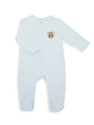 Baby's Leopard Logo Print Footie - Baby Blue - Size 3 Months