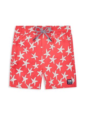 Baby's, Little Boy's & Boy's Starfish Swim Shorts - Rose - Size 12 Months - Rose - Size 12 Months