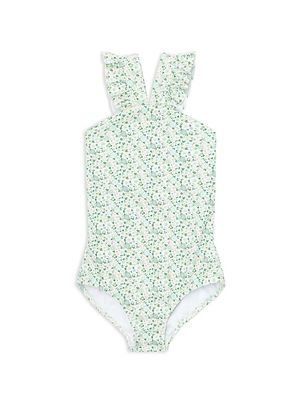 Baby's, Little Girl's & Girl's Sea Marsh Floral One-Piece Swimsuit - Green - Size 12 Months - Green - Size 12 Months
