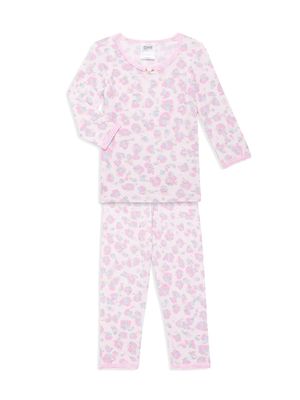 Baby's, Little Girl's & Girl's Three-Quarter Sleeve Cheetah 2-Piece Pajama Set - Pink - Size 12 Months - Pink - Size 12 Months