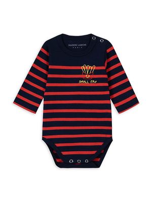 Baby's Malo Striped Cotton Bodysuit - Navy Tomato - Size Newborn - Navy Tomato - Size Newborn