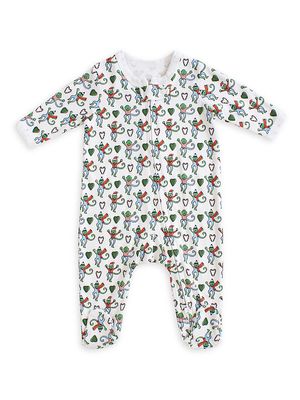 Baby's Merry Monkey Zipper Coveralls - White - Size Newborn - White - Size Newborn