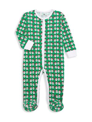 Baby's Santa Claus Print Footie - Forest Green - Size 6 Months