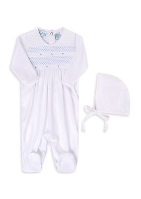 Baby's Smocked Bullion Footie & Hat Set