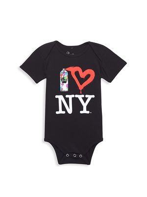 Baby's Spray Paint Heart NY Bodysuit - Black Multi - Size Newborn