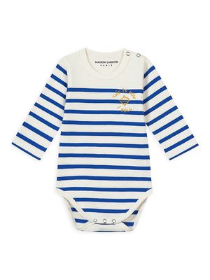 Baby's This Is How You Roll Striped Long-Sleeve Bodysuit - Ivory Blue - Size Newborn - Ivory Blue - Size Newborn