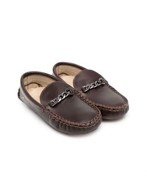 BabyWalker chain-link detail loafers - Brown