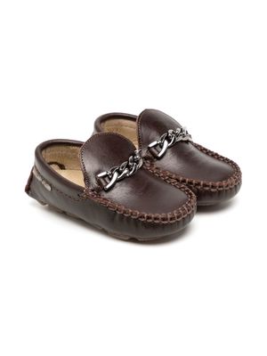 BabyWalker chain-link leather mocassins - Brown