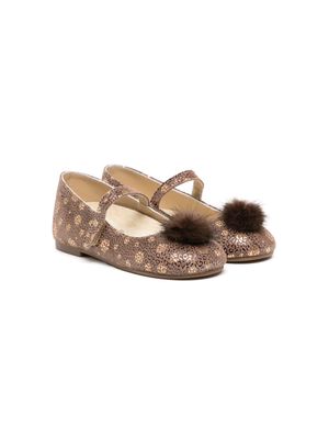 BabyWalker cheetah-print leather ballerina shoes - Brown