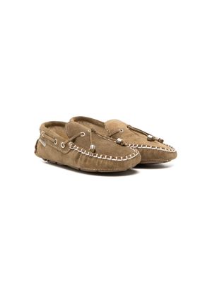 BabyWalker contrast-stitch suede loafers - Brown